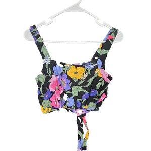 Rachel Roy Floral Crop Top Women's Medium M Black NWT